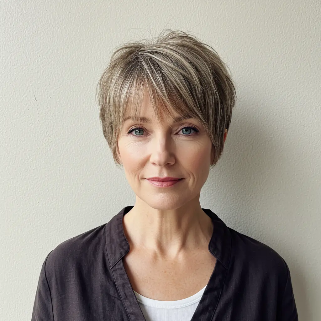 Bixie Haircut with Thin Bangs