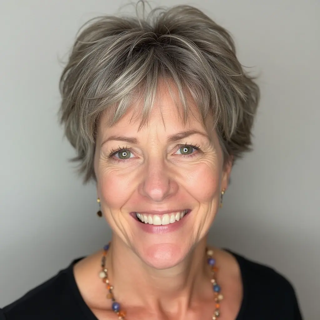 Short Shaggy Bixie with Micro Choppy Bangs