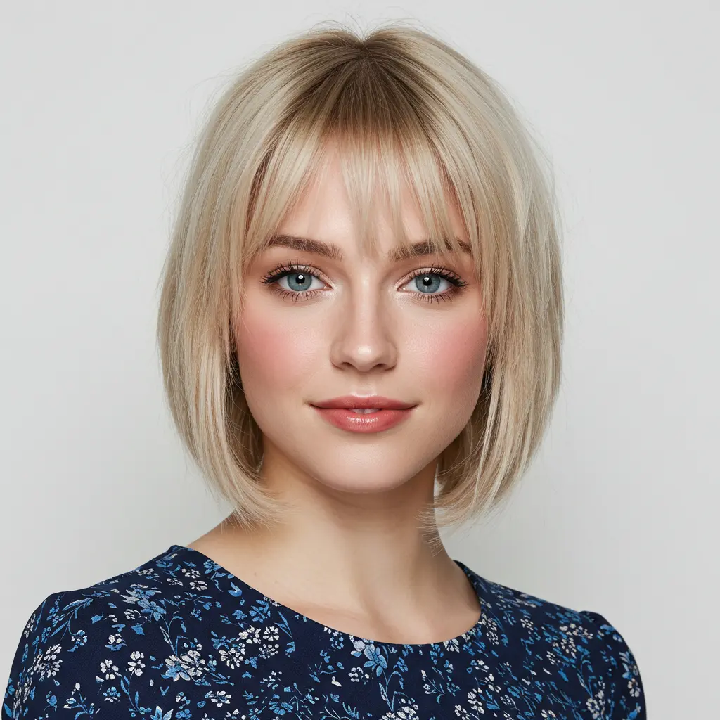Straight Wispy Bob with Light Bangs