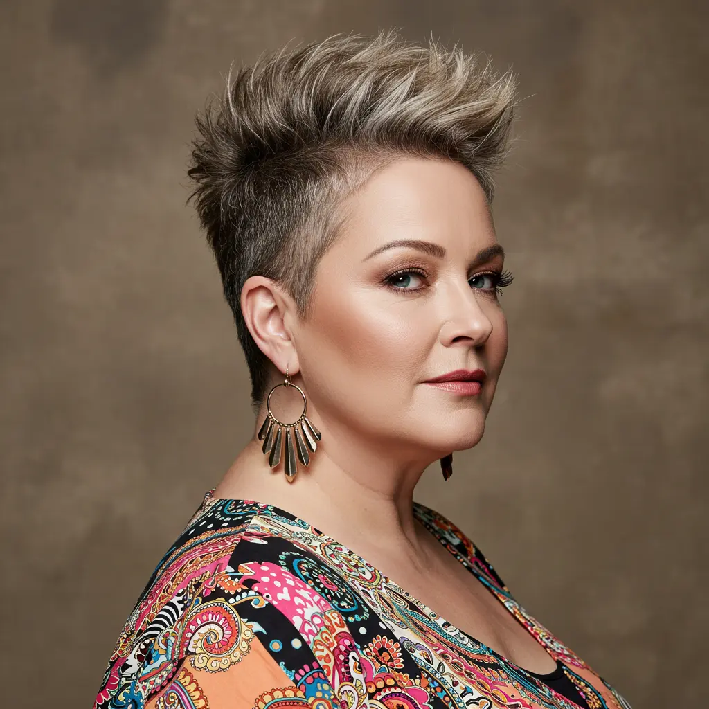 Spiky Pixie With Cropped Sides For Plus Size Women