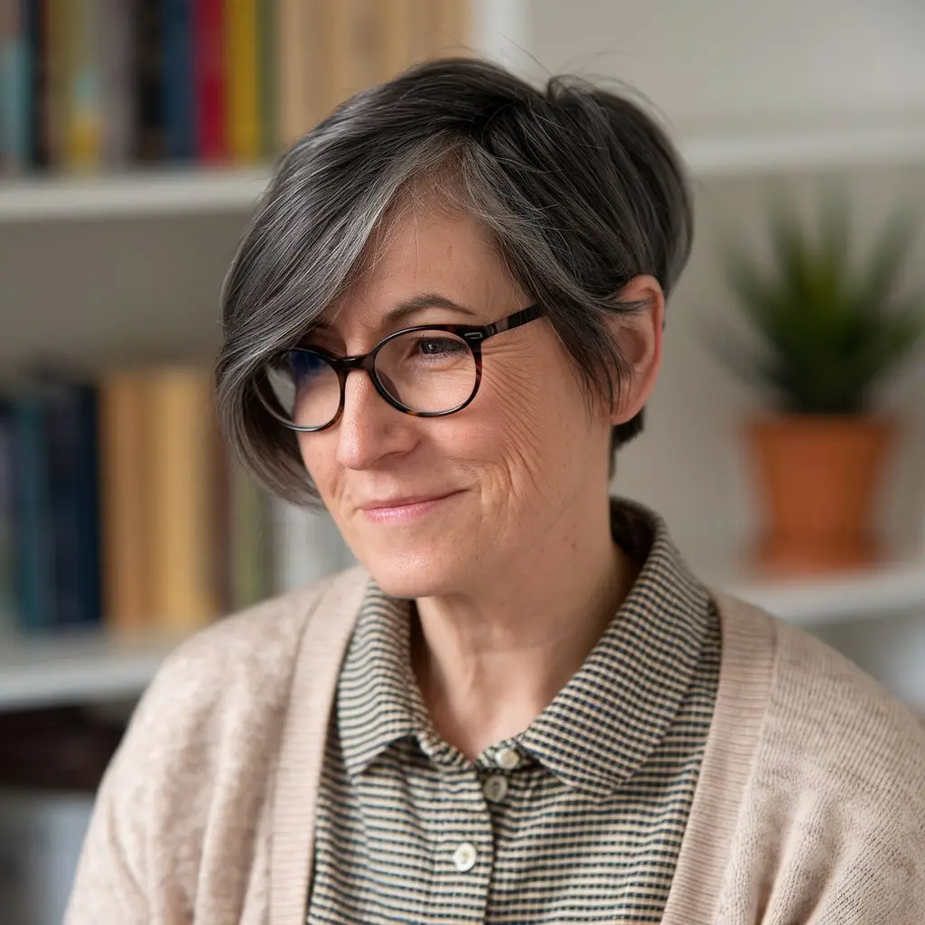 Inverted Pixie Bob with Side-Swept Bangs