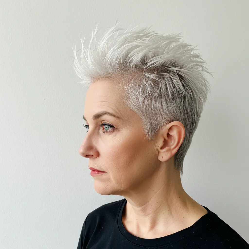 Spiky Pixie Cut on White Hair