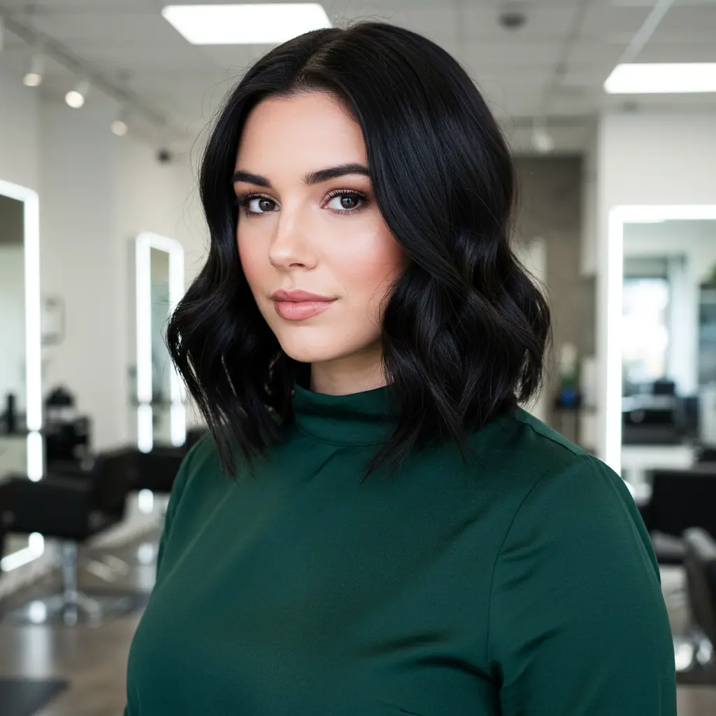 #1 Jet Black Shine with Soft Waves