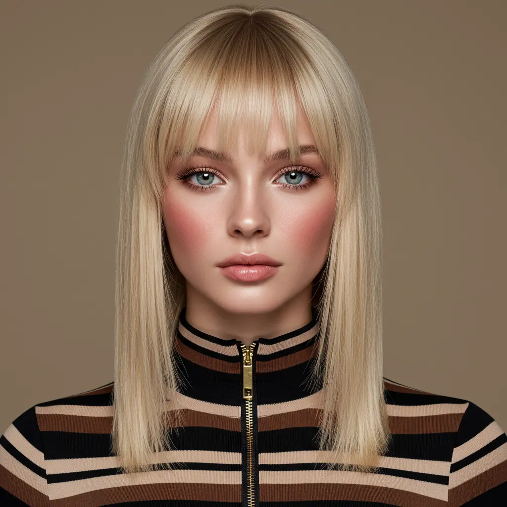 #1 Textured Micro Bangs for a Round Face