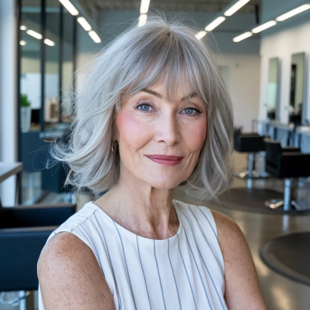 #1 Textured Bob with Curtain Bangs for Lightweight Movement