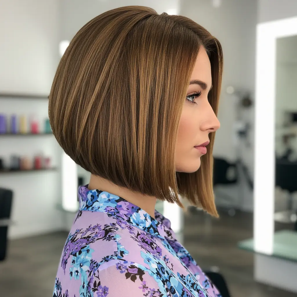 Angled Bob Haircut With Tapered Ends
