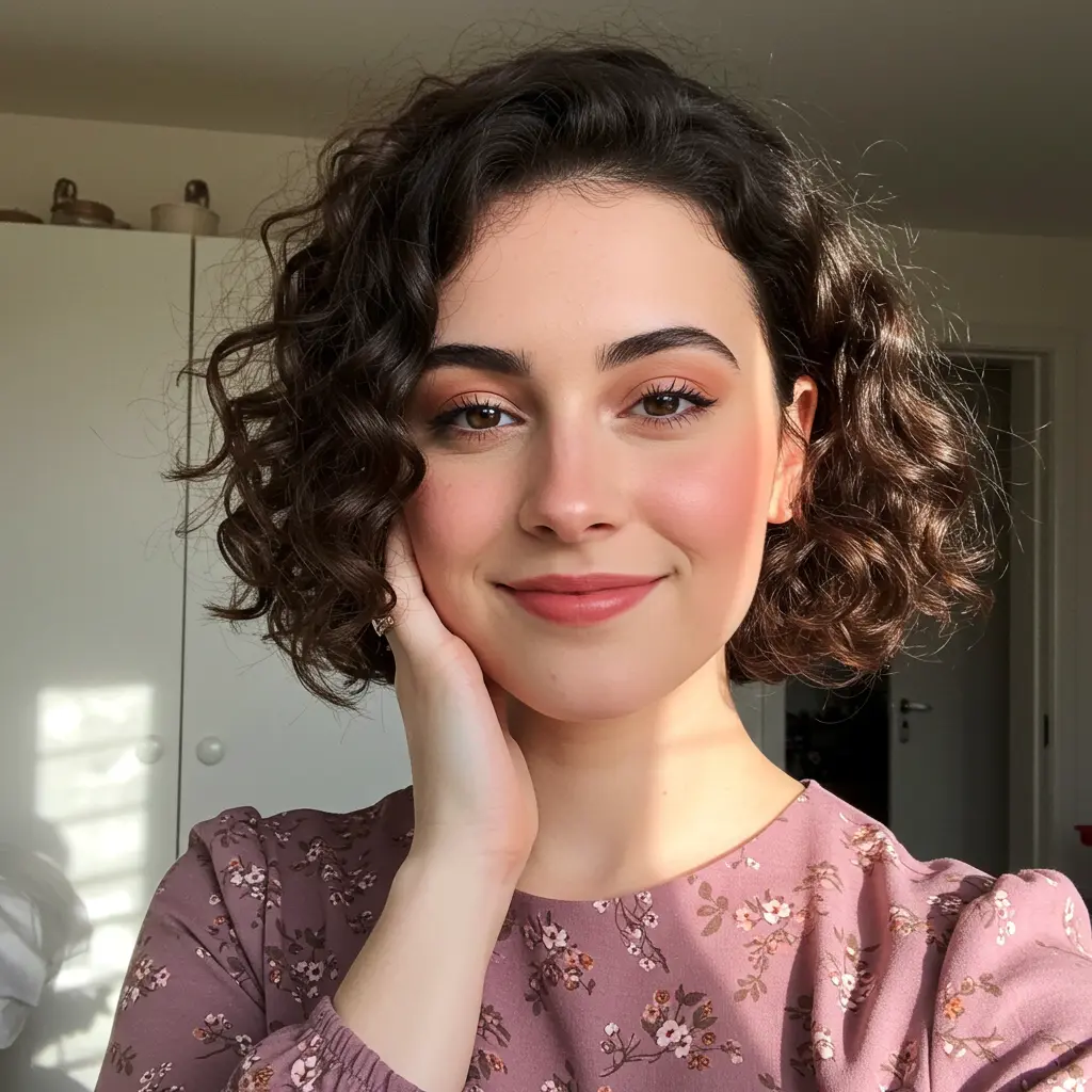 Short Curly Bob with Soft Layers