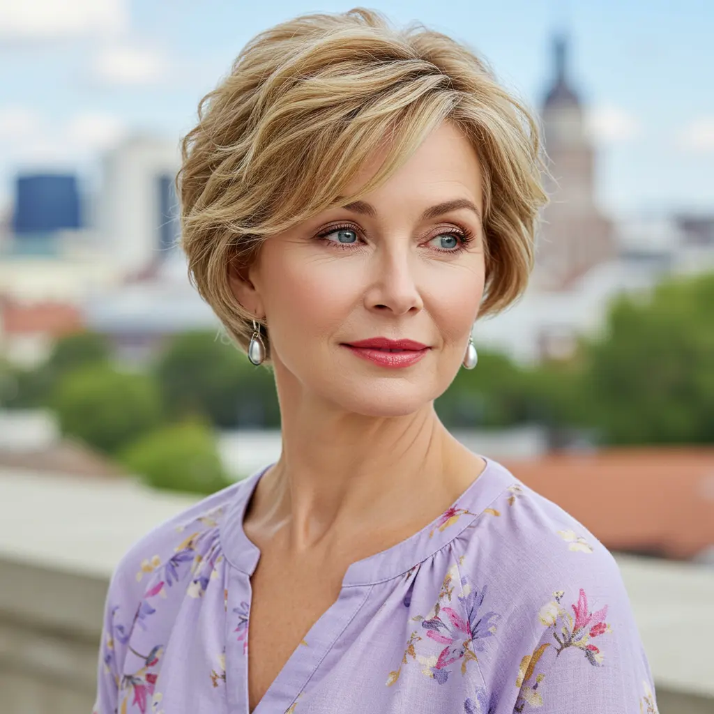 Wavy Pixie Cut With Highlights For Added Depth