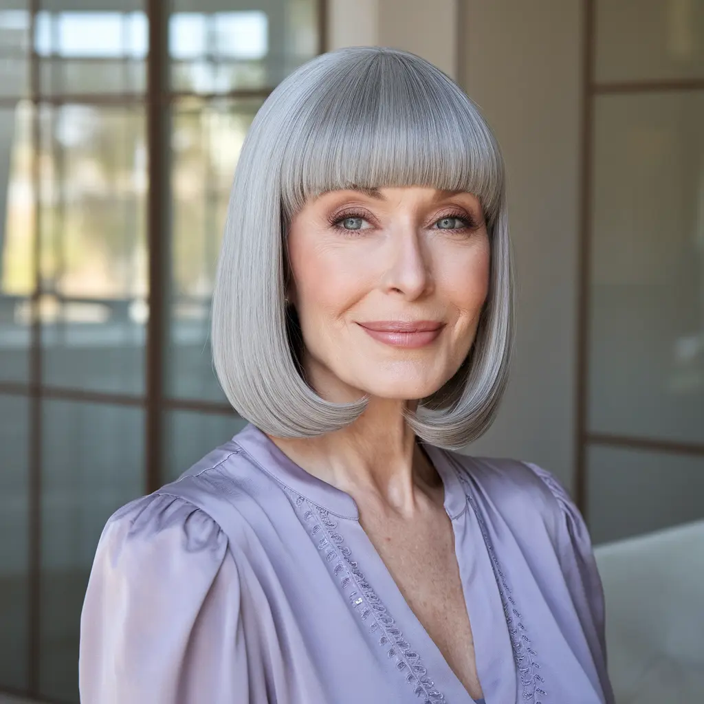 #11 Curtain Bangs on Straight Hair for Sleek Lines