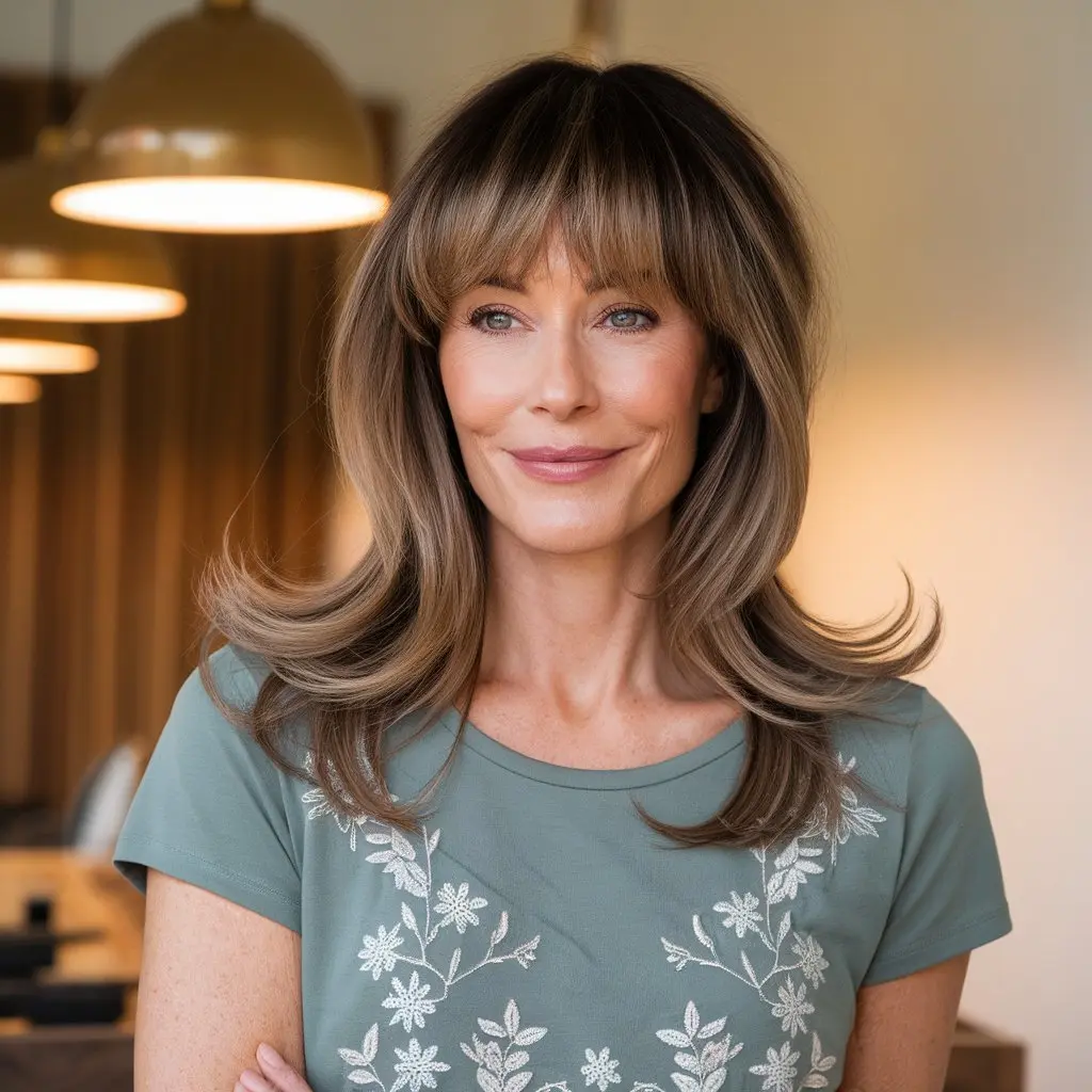 #11 Wolf Cut for High Forehead with Long Fringe