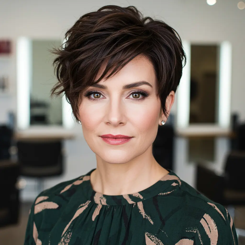 #11 Dark Wavy Pixie Cut With Feathered Texture