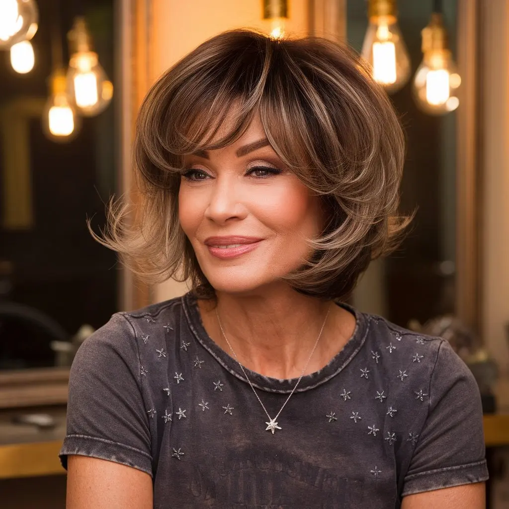 #12 Layered Bob with Curtain Bangs