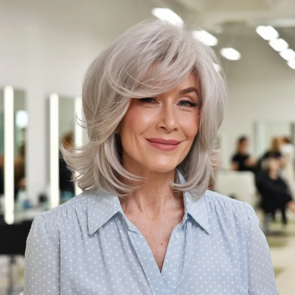 #12 Mid Length Hair With Layers And Volume Boost