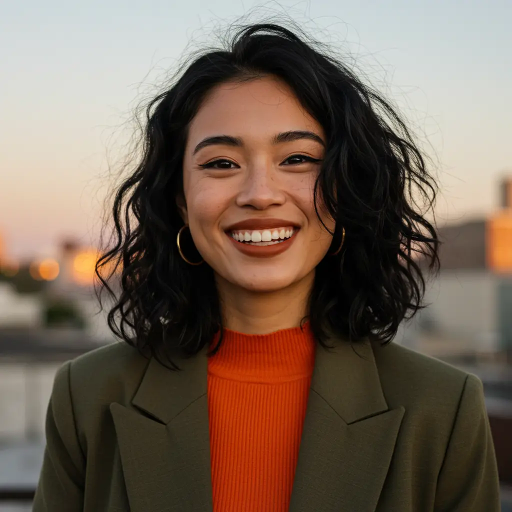 #12 Wavy Black Medium Hair with Tousled Finish