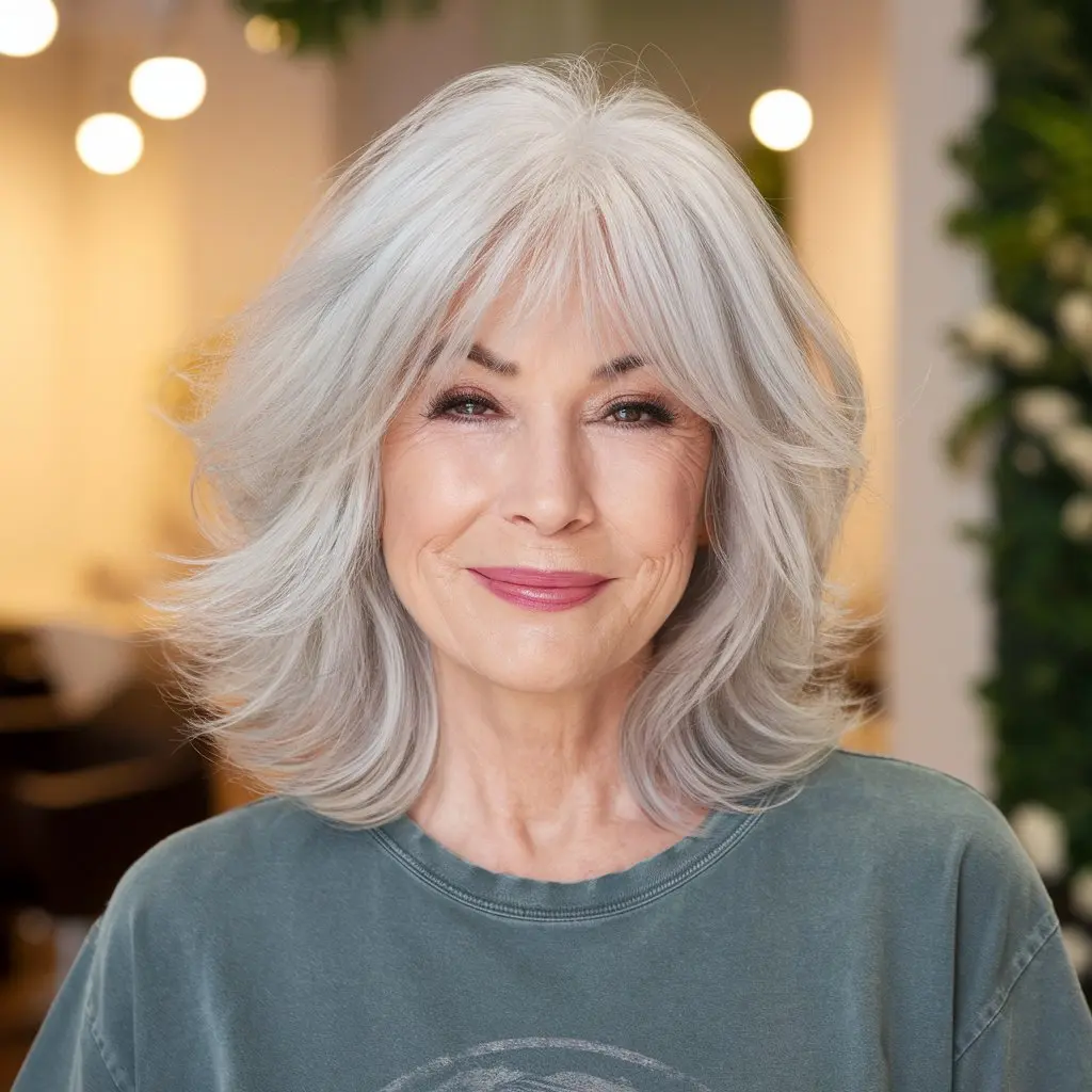 #12 Layered Grey Cut for Thin Hair