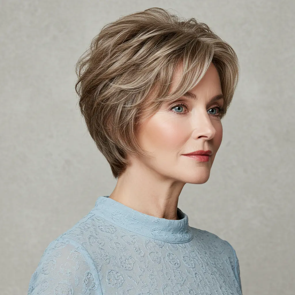 #12 Wavy Pixie Bob Cut With Face Framing Ends