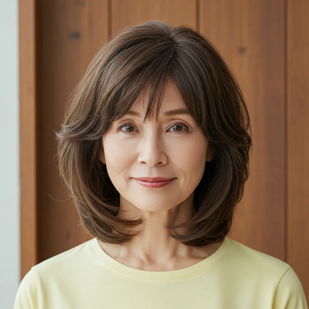 #13 Layered Shoulder Length Hair with Bangs