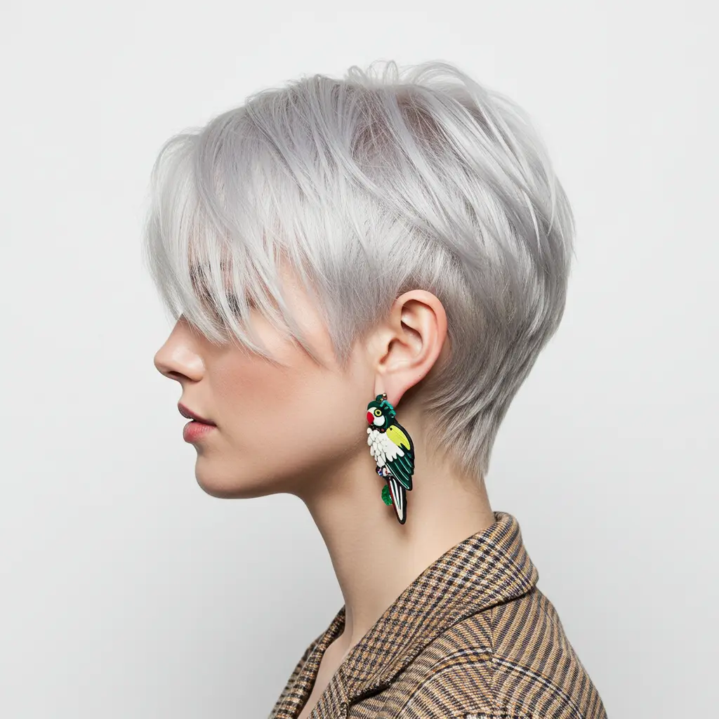 Platinum-Toned Layered Long Pixie