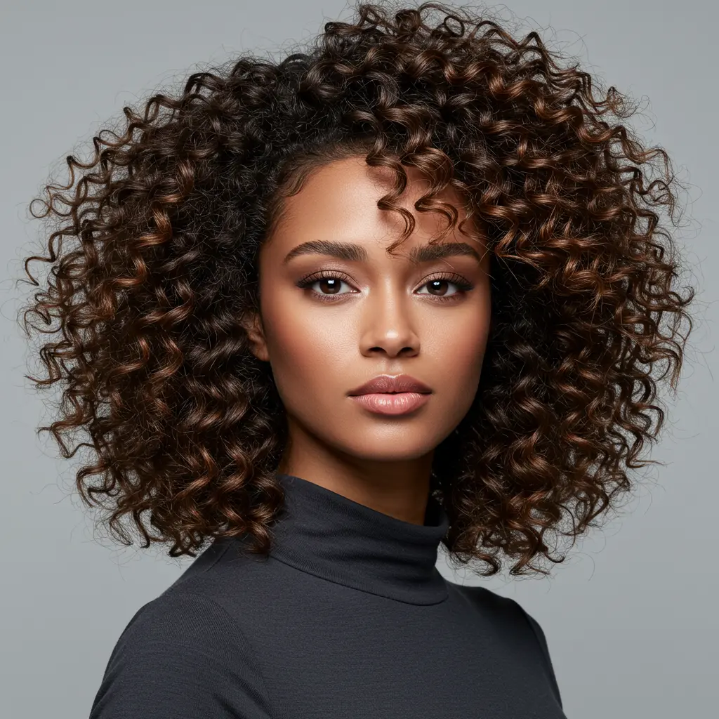 #13 Face Framing Curtain Bangs On Textured Ringlets