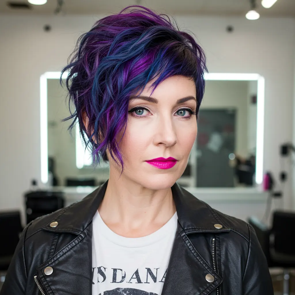 #13 Punk Inspired Wavy Pixie Cut With Asymmetrical Fringe