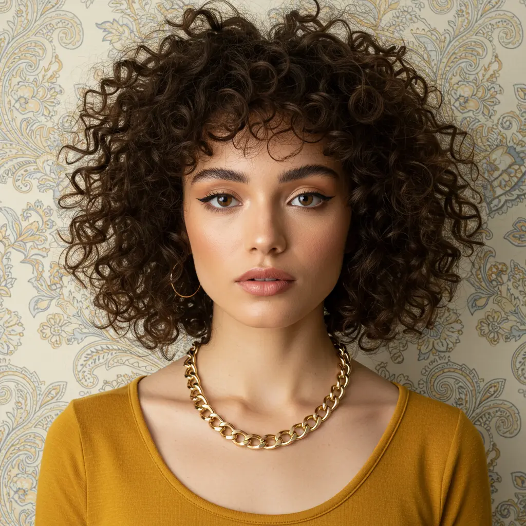 Curly Inverted Bob with Bangs