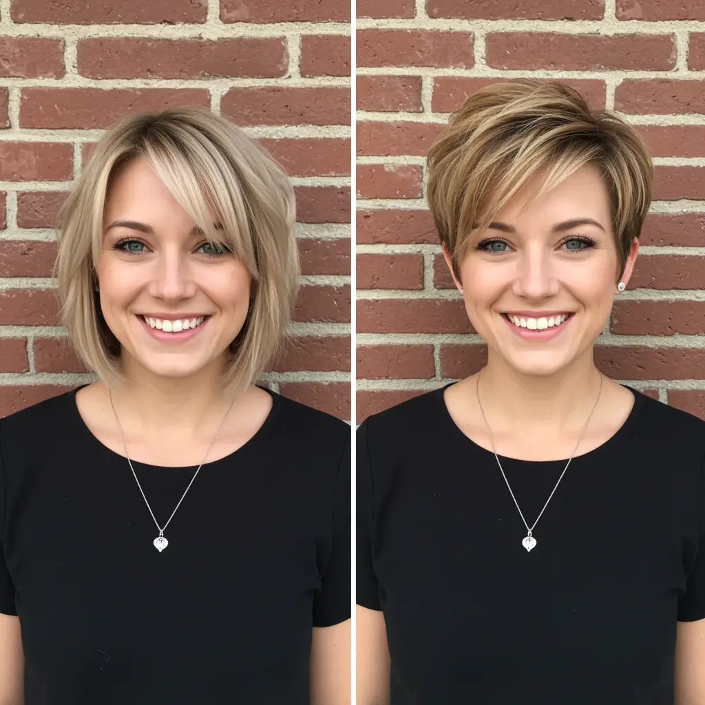 Light Brown Pixie Cut with Bangs