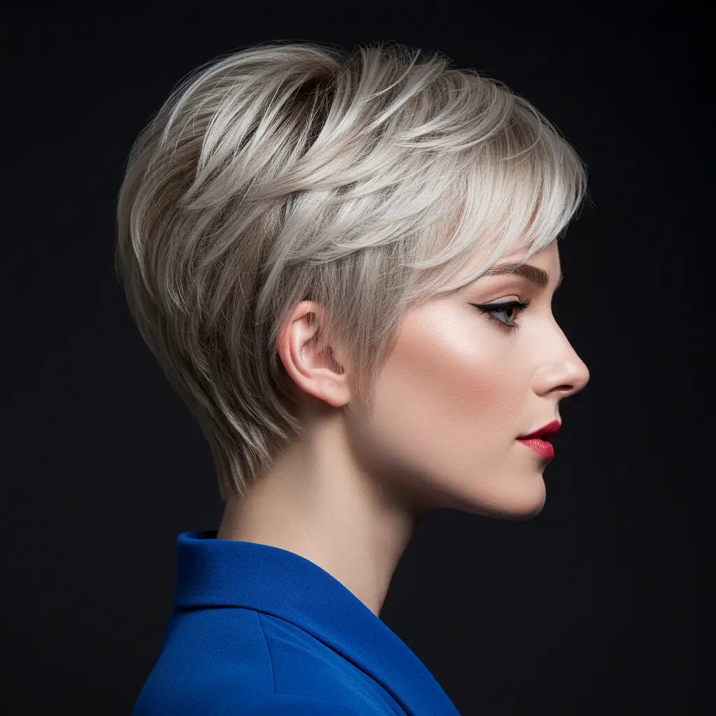 Ash Blonde Pixie with Layers
