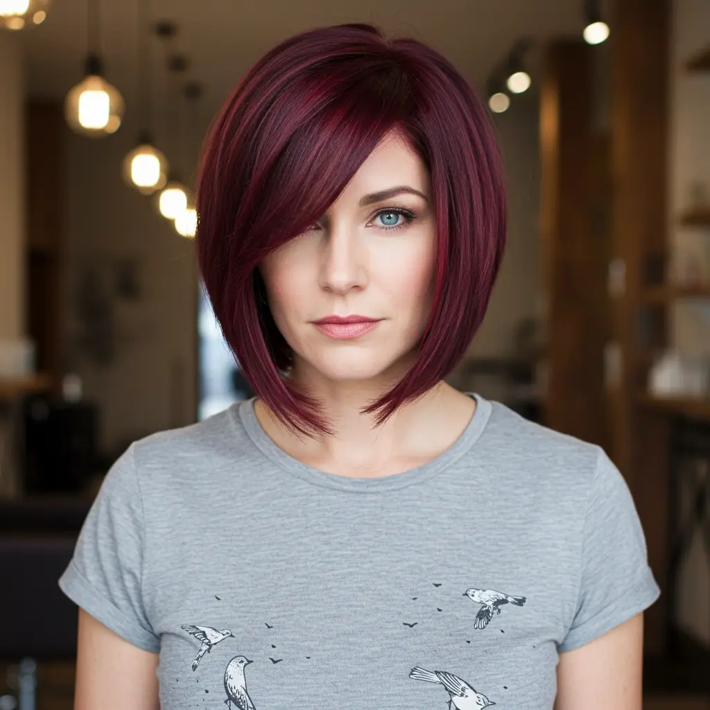 #15 Jaw Length Bob With Peek A Boo Bangs