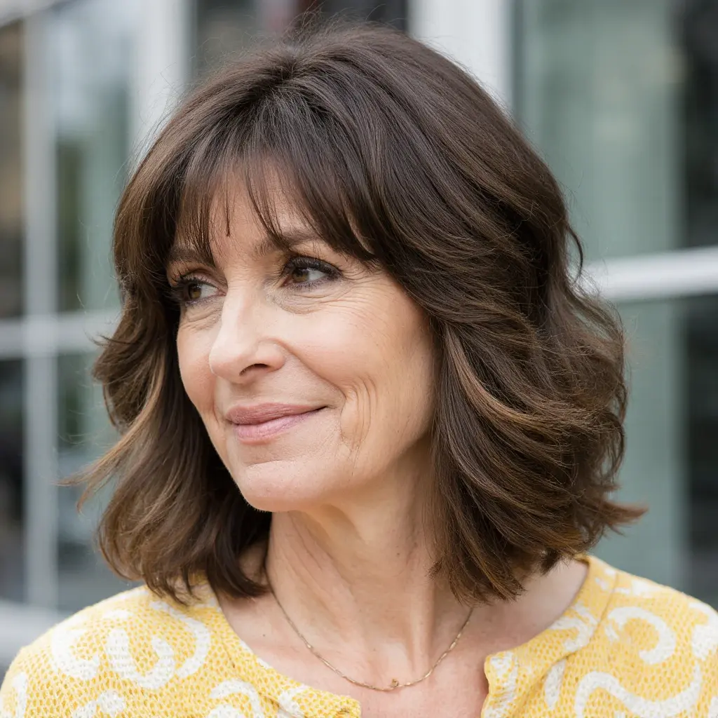 #16 Shoulder Length Wolf Cut with Wispy Bangs