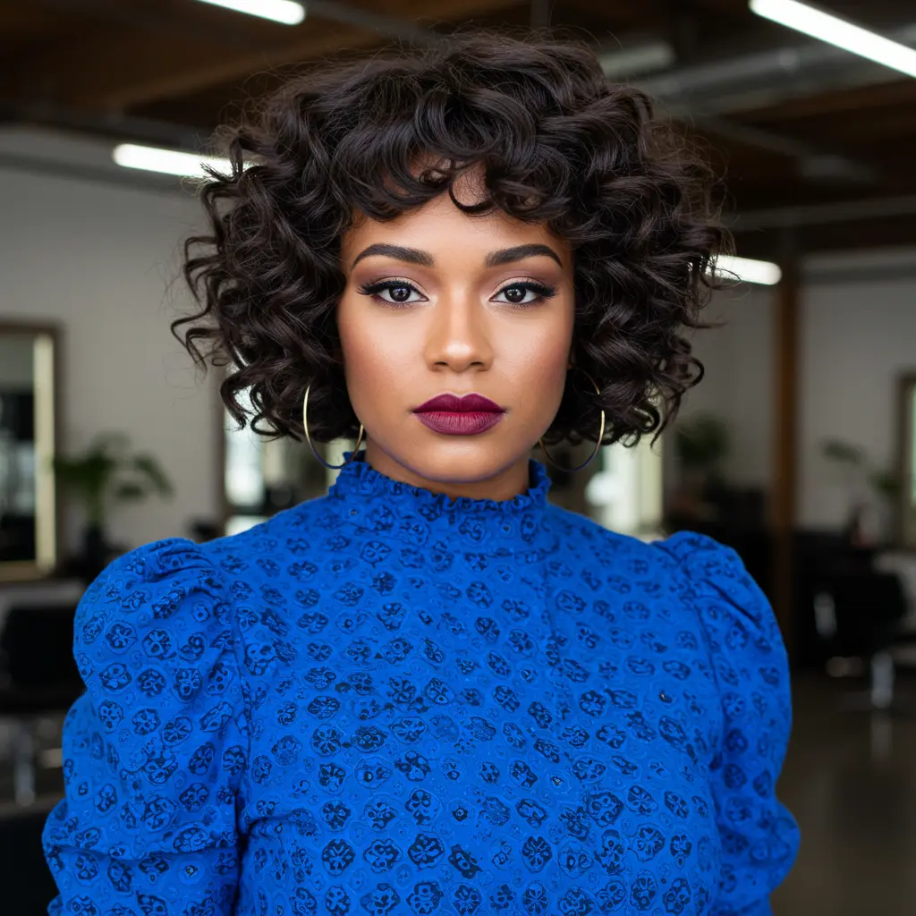 #16 Short Curly Crop With Mini Curtain Bangs