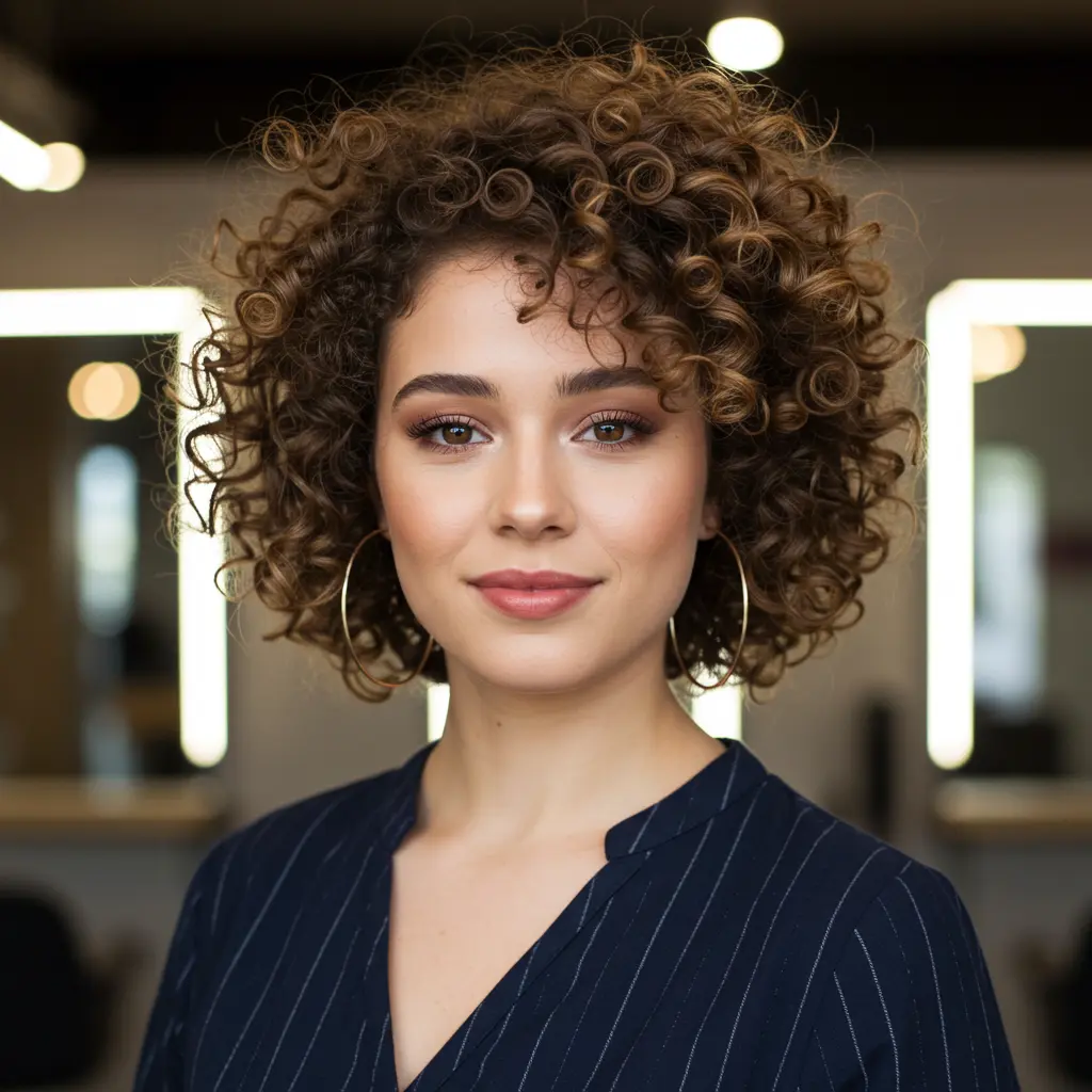 Layered Short Curly Hair for Volume and Shape