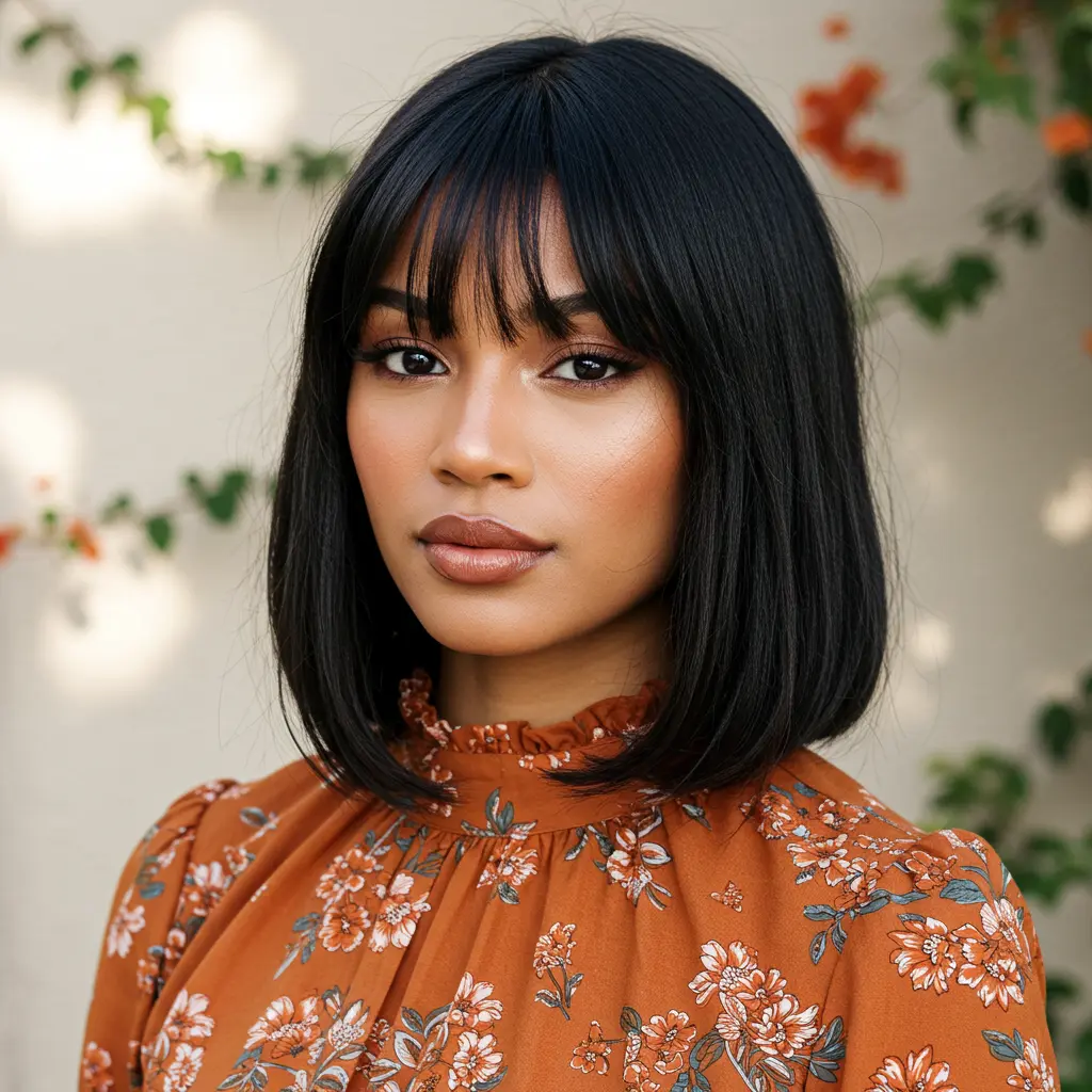 #17 Soft Black Layers with Curtain Bangs