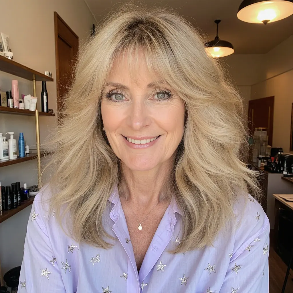 #17 Blonde Fluffy Wolf Cut with Lived In Layers