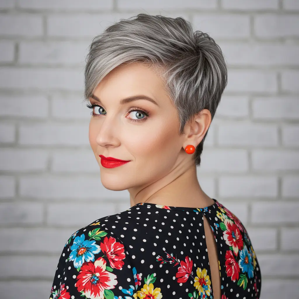 Salt and Pepper Thin Pixie