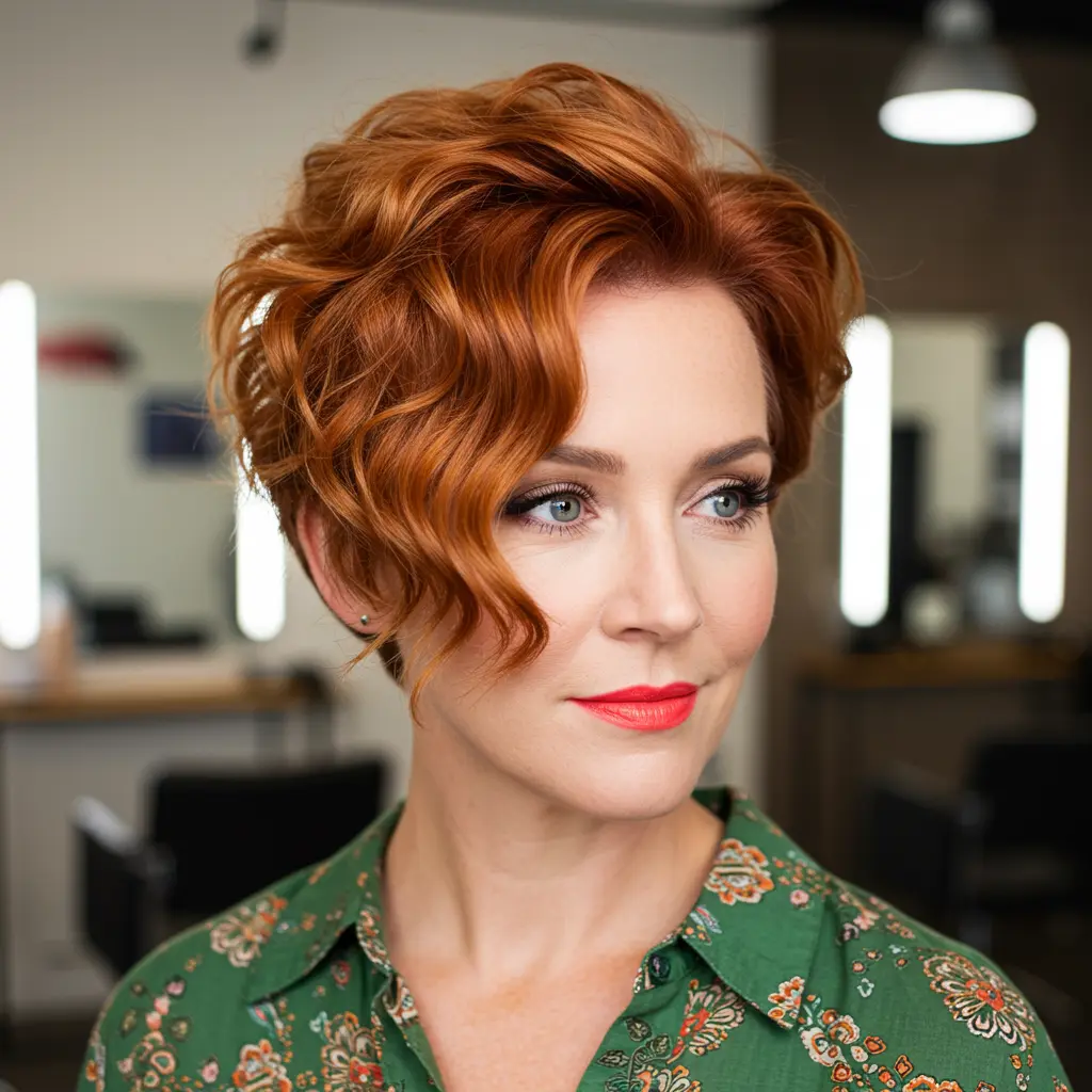 #17 Short Wavy Pixie Cut With Tapered Sides