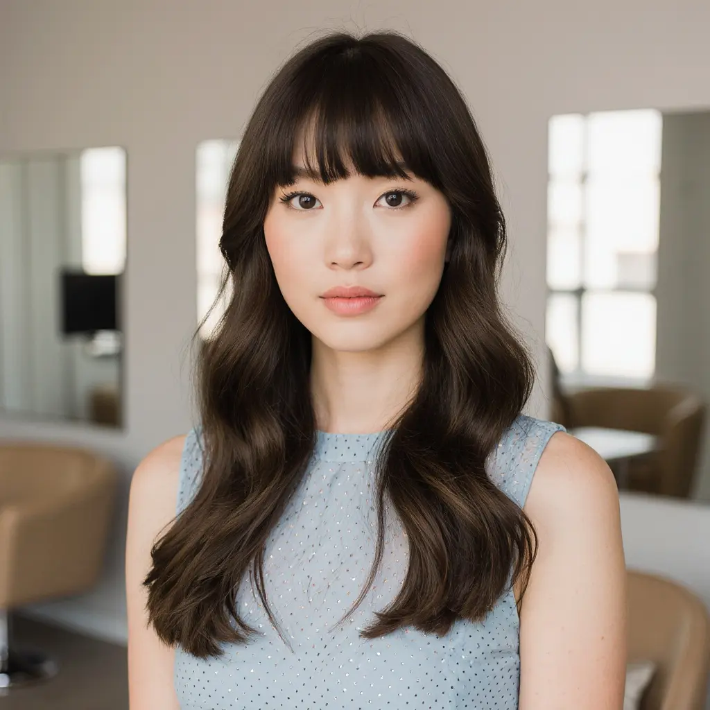 #18 Chic French Haircut Long With Curtain Bangs