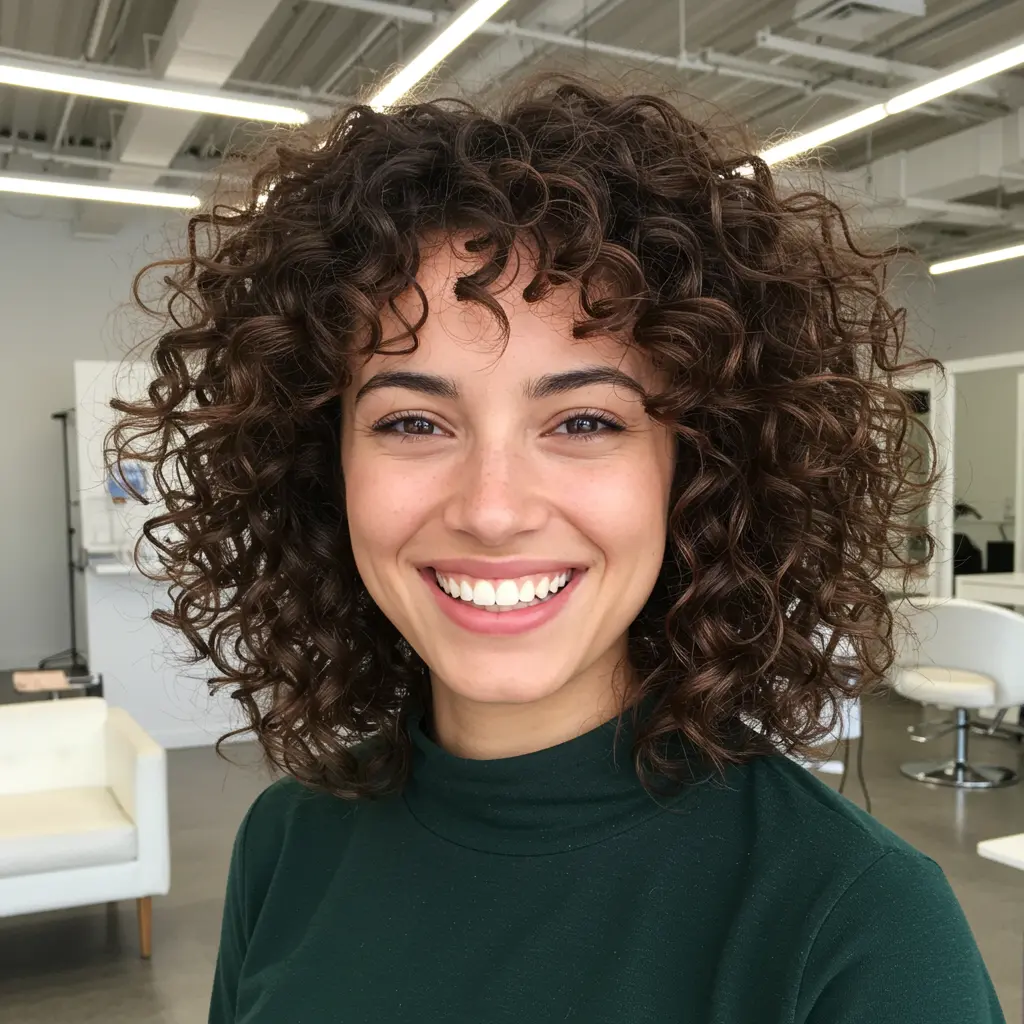 #18 Curly Medium Hair with Face Framing Layers
