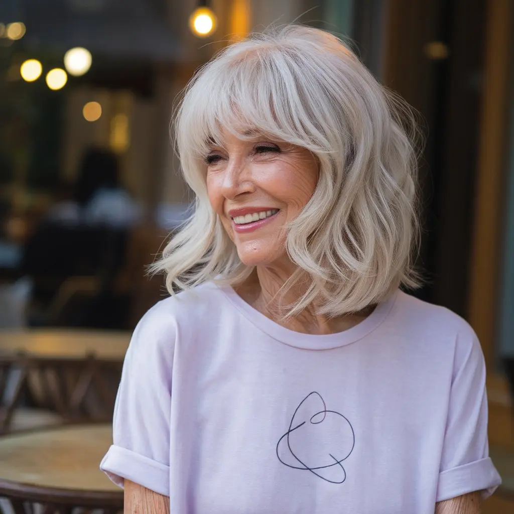 #18 Wispy Curtain Bangs with Layers for a Round Face Shape