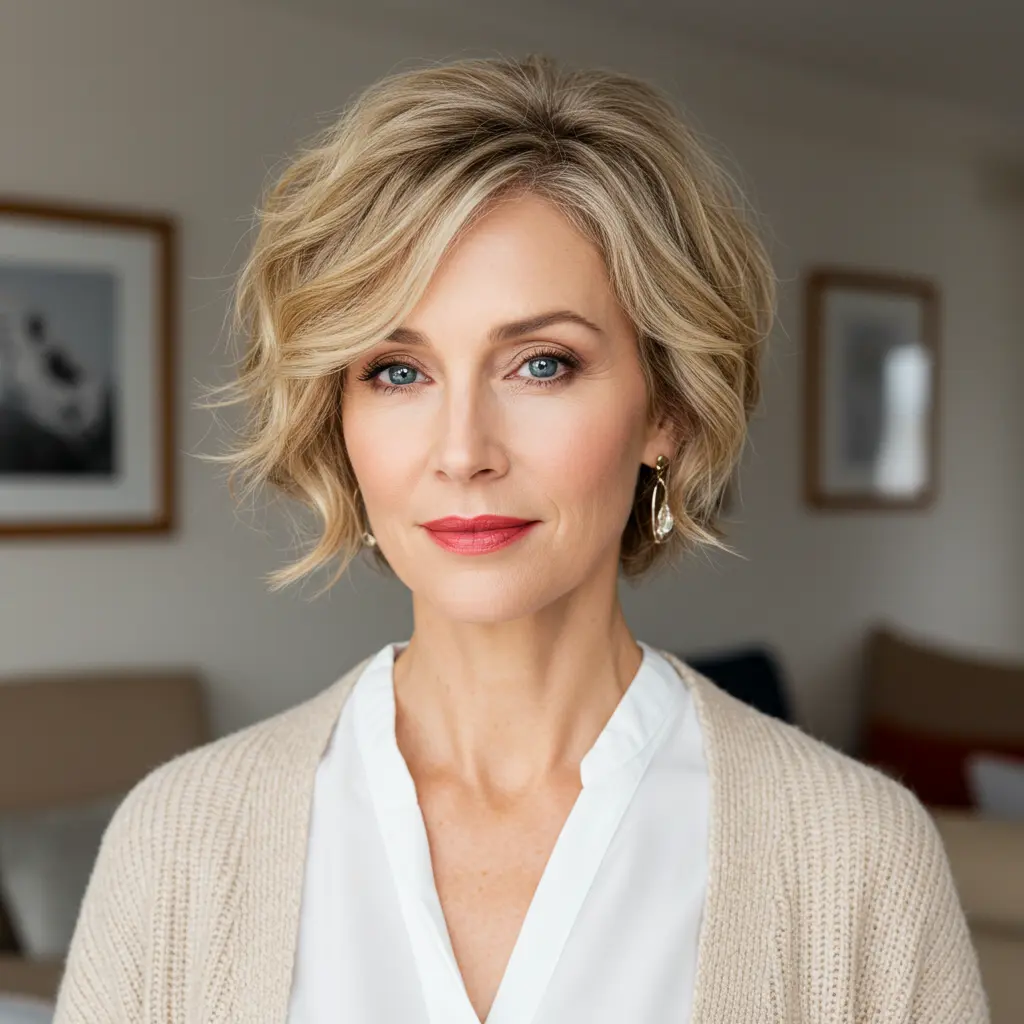 #18 Long Wavy Pixie Cut With Side Parting