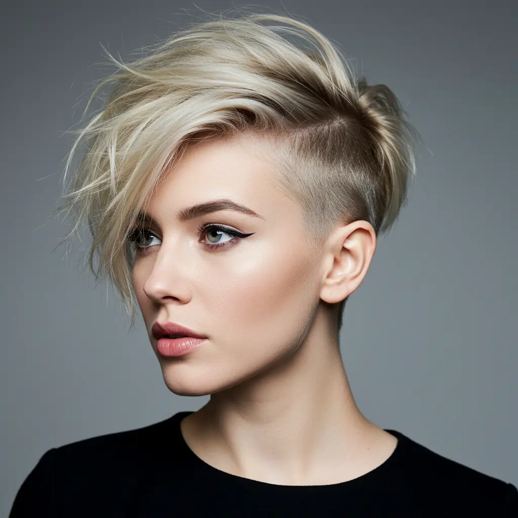 Blonde Side-Swept Pixie with an Undercut
