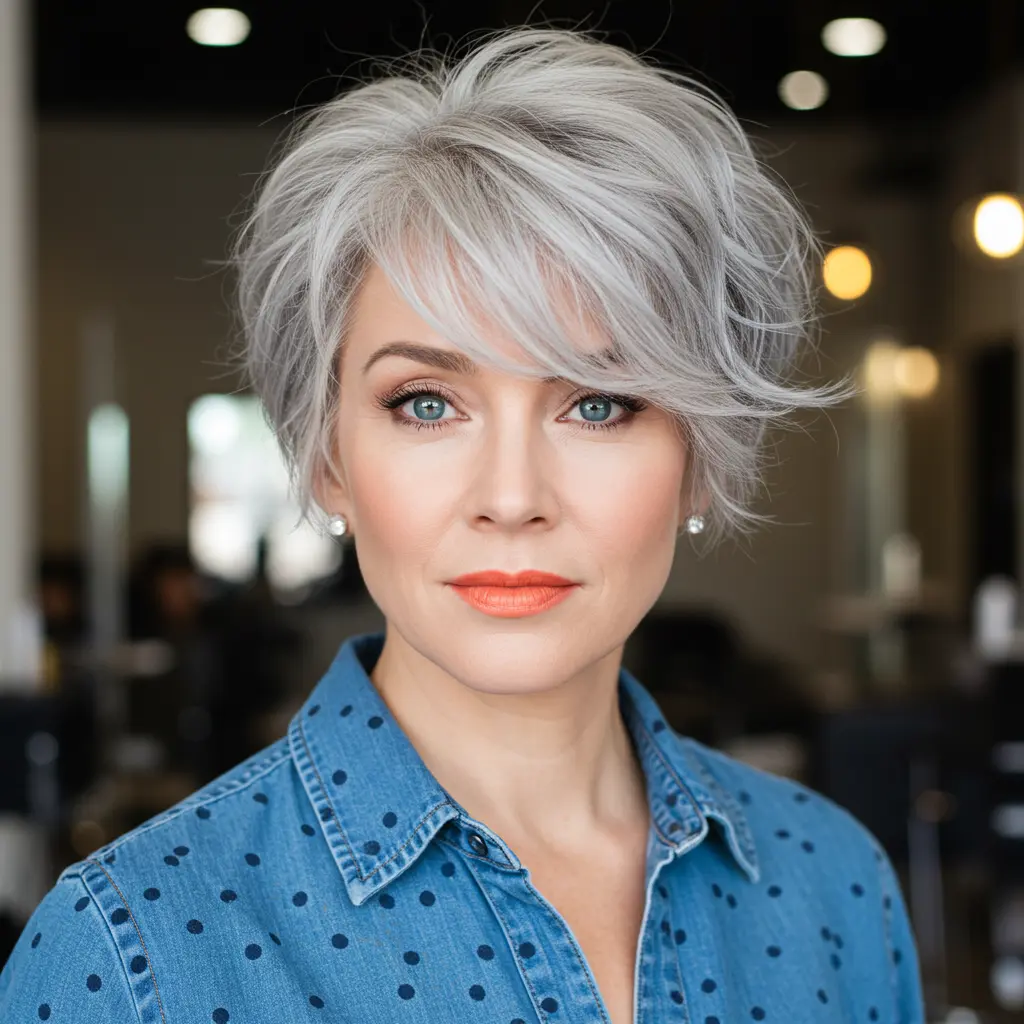Wavy Pixie Cut With Bangs And Natural Movement