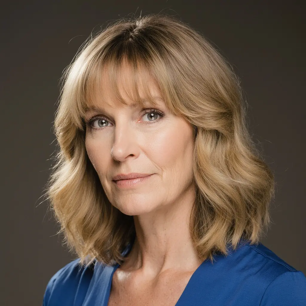 #2 Curtain Bangs on Medium Length Hair