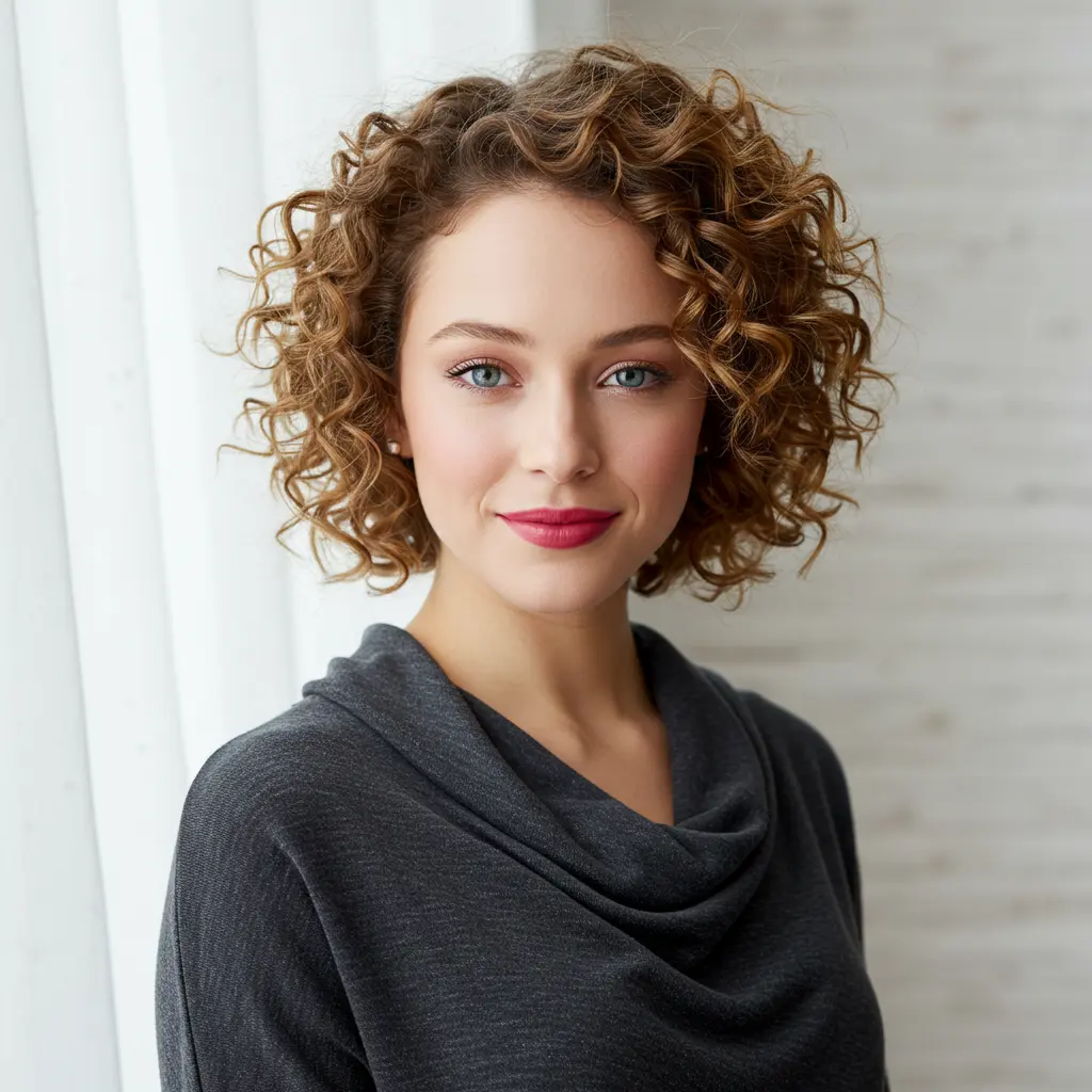 Short 3A Curly Hair with Feathered Finish