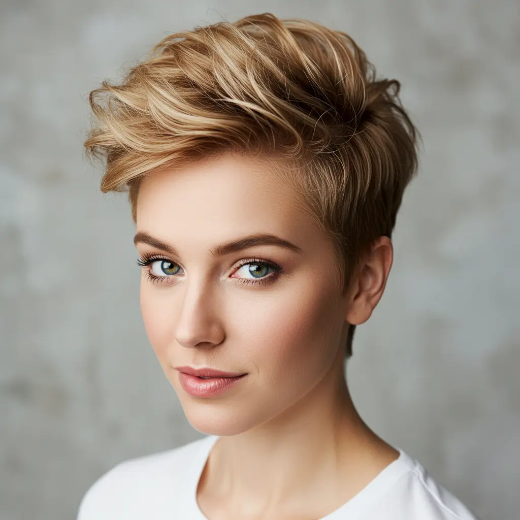 Warm Blonde Pixie with a Quiff