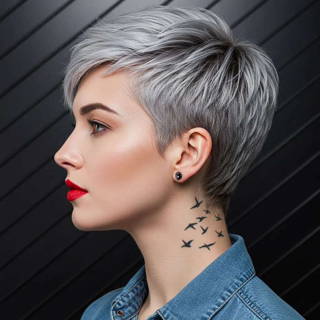 Silver Tapered Pixie Cut