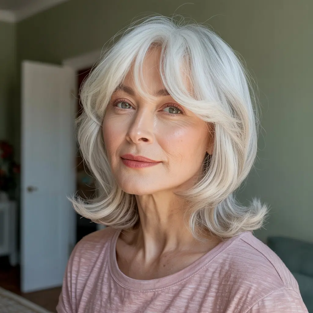 #3 Curtain Bangs for a High Forehead to Add Proportion