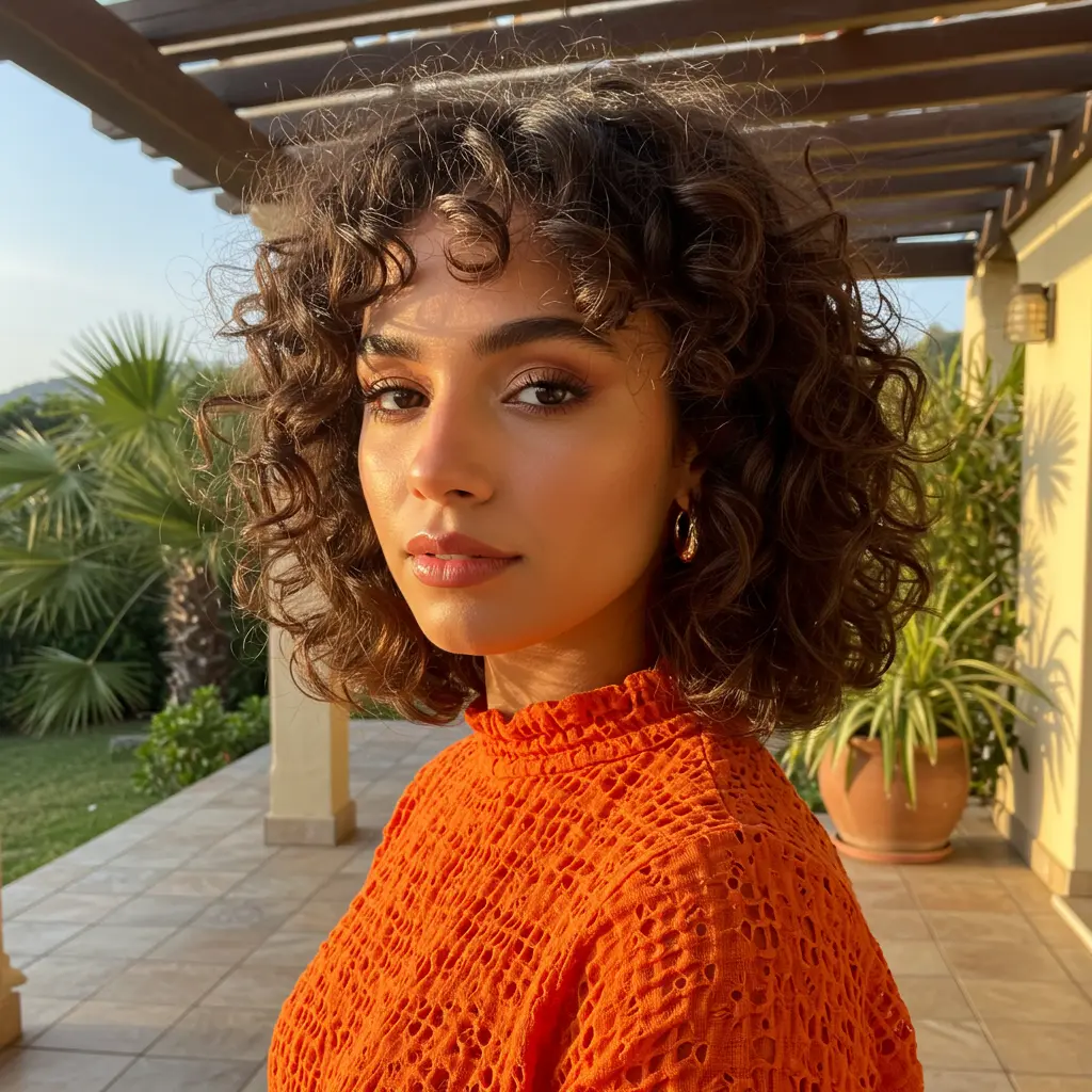 #3 Medium Length Haircut for Fine Curly Hair Definition