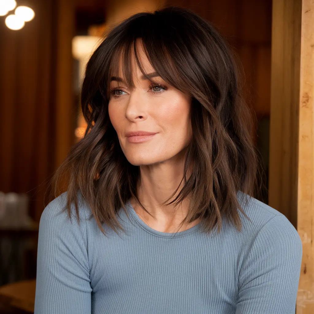 #3 Medium Hair Wolf Cut with Curtain Bangs