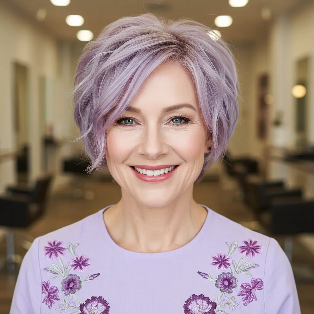 Layered Wavy Pixie Cut With Root Volume