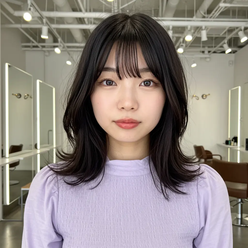 #4 Medium Length Haircut With Bangs for Fine Hair